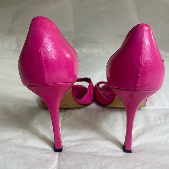 Manolo Blahnik Leather D'Orsay Pumps Peep Toe Stiletto Size 39 1/2 - Picture 9 of 11